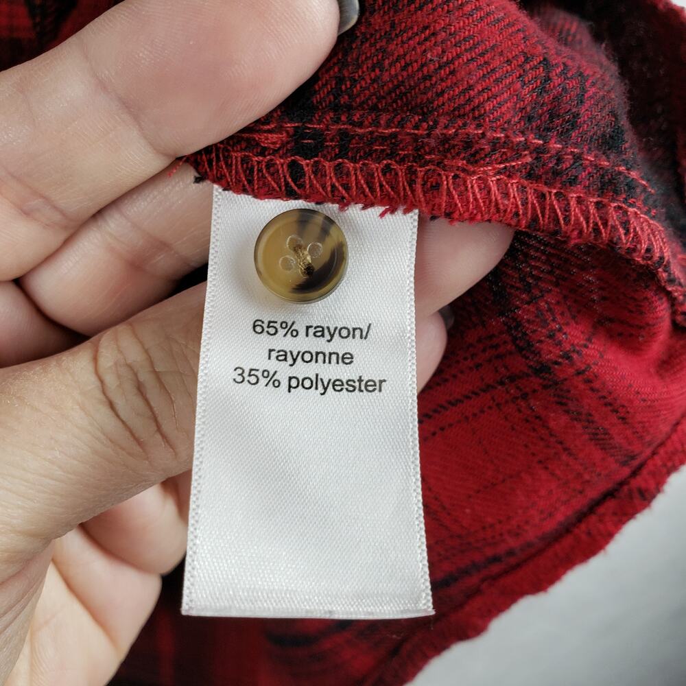 Maurices Size 4X Shacket Red Black Classic Plaid Cabincore Hipster Grunge Casual - Picture 6 of 8